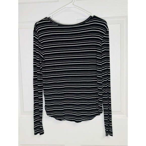 American Eagle Soft and Sexy Black White Striped Long Sleeve Shirt Size XS - Picture 2 of 9